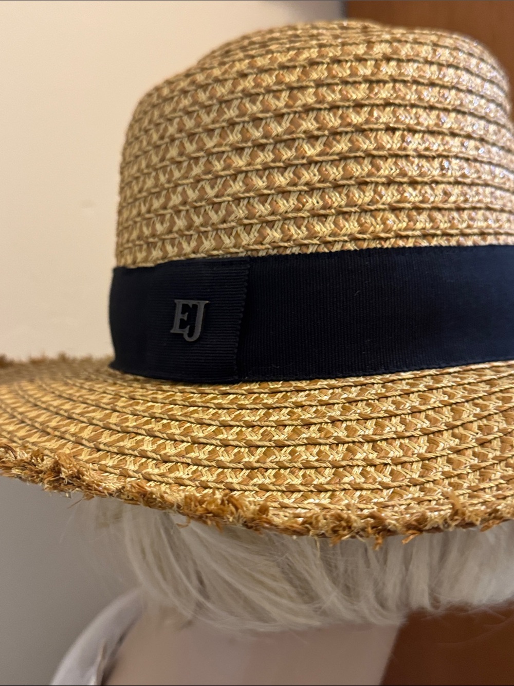 NEW✨NEW✨ Eric Javits Squishee Straw Fedora black ribbon/ subtle “EJ” Logo - Picture 16 of 16